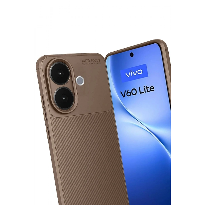 Durukar®  Vivo V60 Lite Auto Focus Karbon Kapak - Kahverengi