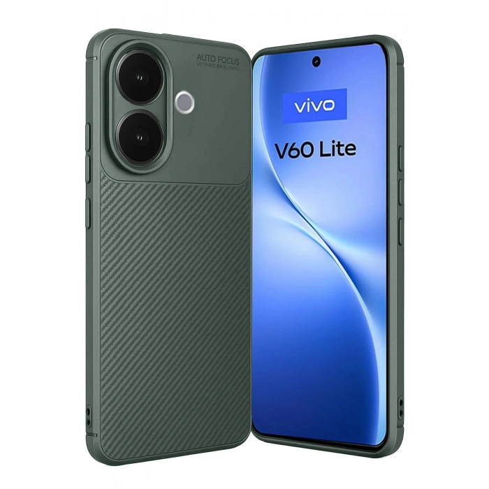 Durukar®  Vivo V60 Lite Auto Focus Karbon Kapak - Koyu Yeşil