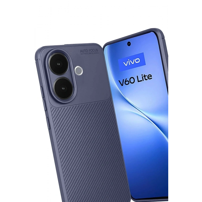 Durukar®  Vivo V60 Lite Auto Focus Karbon Kapak - Lacivert