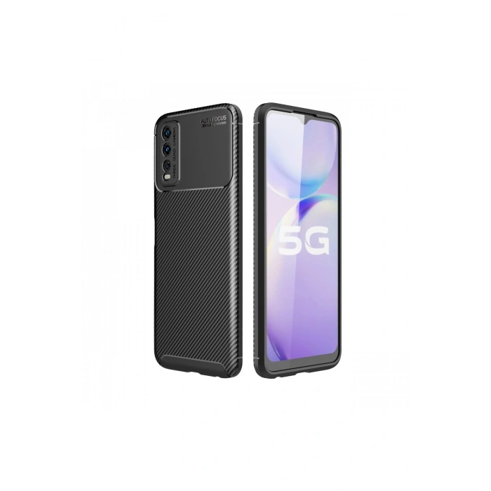 Durukar®  Vivo Y11S Kılıf Auto Focus Karbon Kapak - Siyah