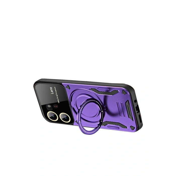 Durukar®  Vivo Y16 Kılıf Joy Lens Standlı Kapak - Mor