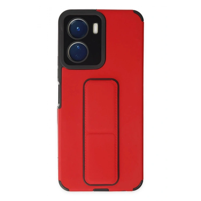 Durukar®  Vivo Y16 Kılıf Mega Standlı Silikon - Kırmızı