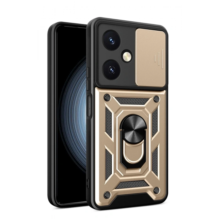 Durukar®  Vivo Y27 Kılıf Pars Lens Yüzüklü Silikon - Gold