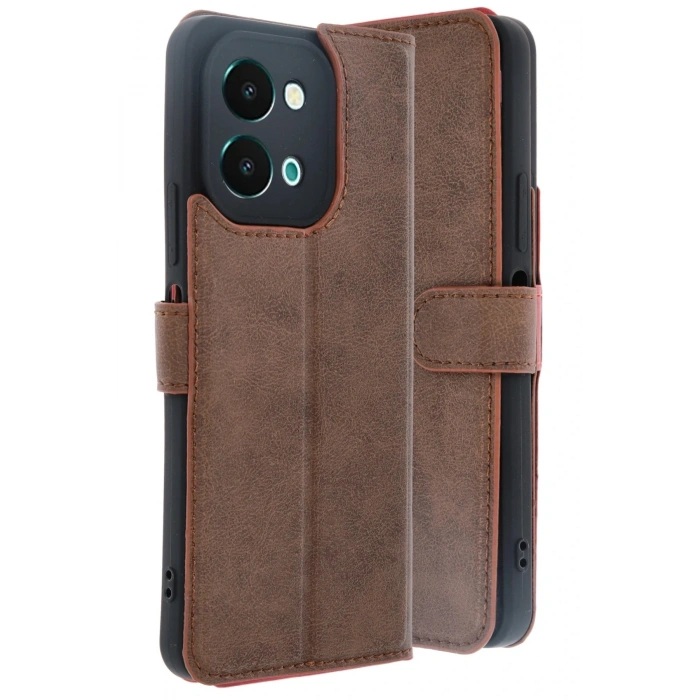 Durukar®  Vivo Y28 Kılıf Trend S Plus Kapaklı Kılıf - Taba