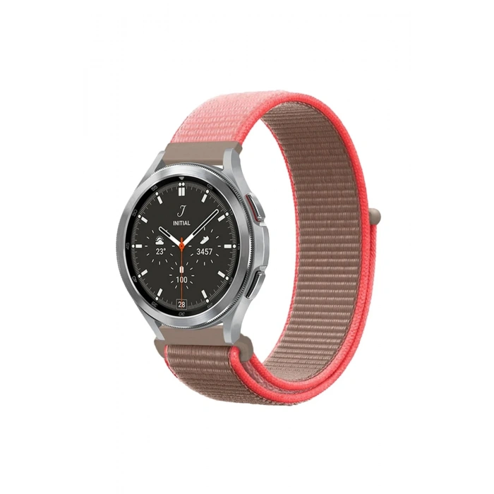 Durukar®  Watch 22mm Hasırlı Cırtcırtlı Kordon - Pembe
