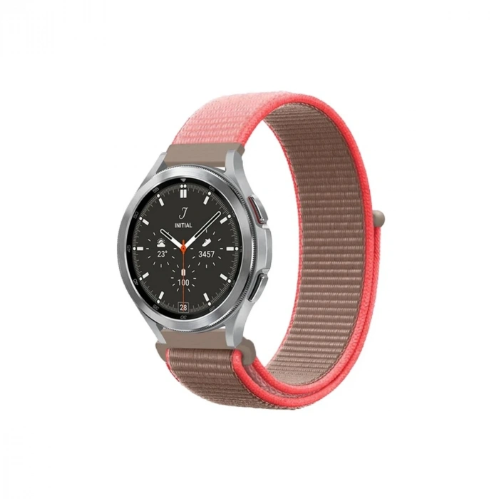 Durukar®  Watch 22mm Hasırlı Cırtcırtlı Kordon - Pembe