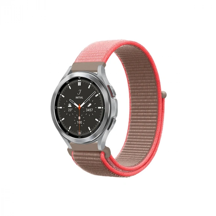Durukar®  Watch 22mm Hasırlı Cırtcırtlı Kordon - Pembe