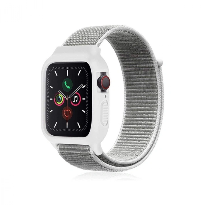 Durukar®   Watch 38mm Hasırlı Cırtcırtlı Kasalı Kordon - Beyaz