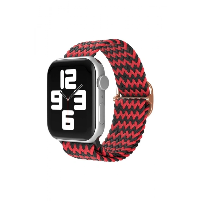 Durukar®   Watch 38mm Star Kordon - Zigzag Kırmızı-Siyah