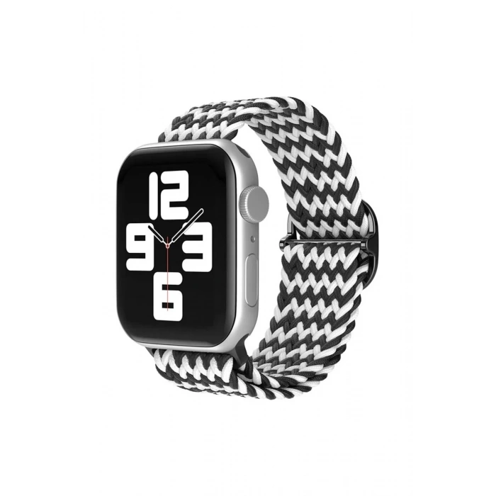 Durukar®   Watch 38mm Star Kordon - Zigzag Siyah-Beyaz