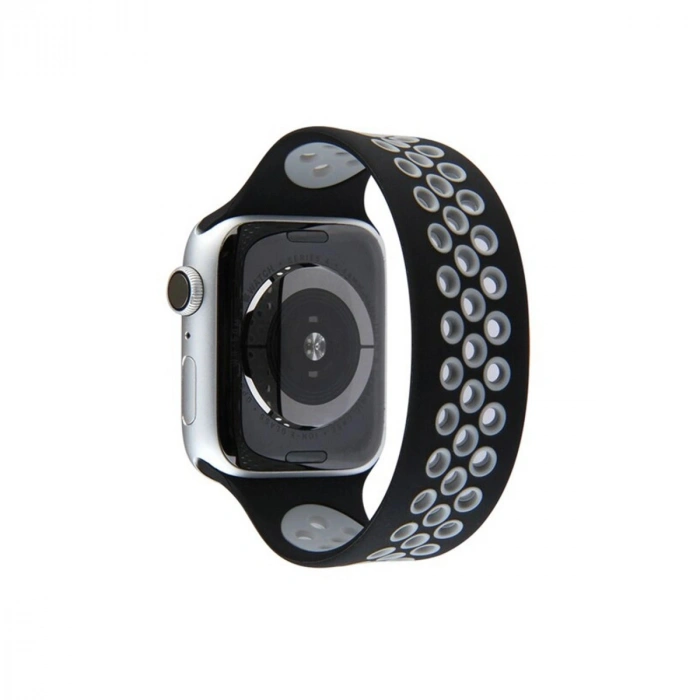 Durukar®   Watch 42mm Ayarlı Delikli Silikon Kordon - Siyah-Gri
