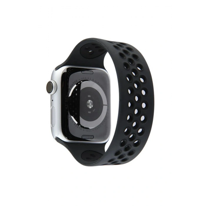 Durukar®   Watch 42mm Ayarlı Delikli Silikon Kordon - Siyah-Siyah