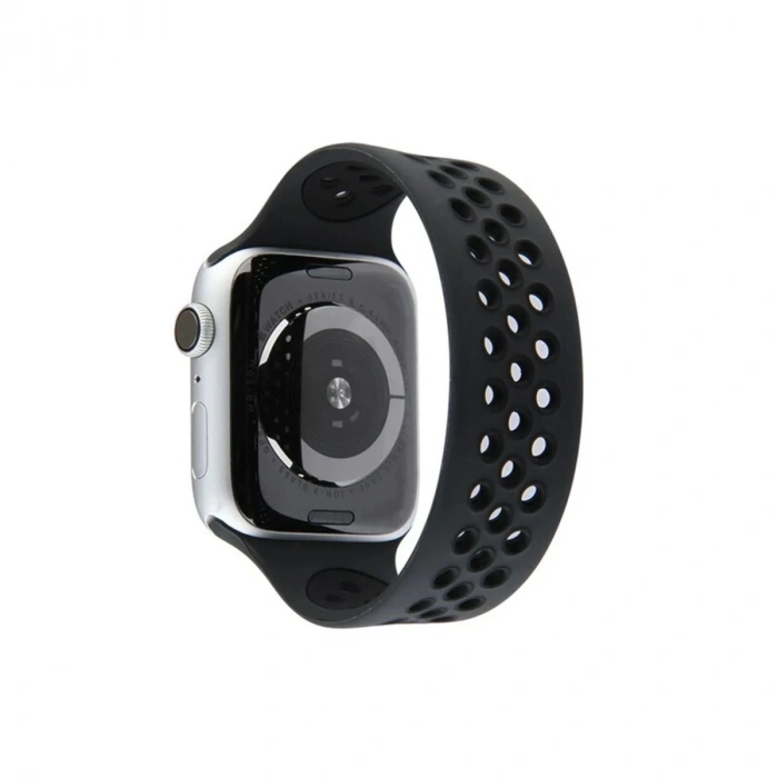 Durukar®   Watch 42mm Ayarlı Delikli Silikon Kordon - Siyah-Siyah