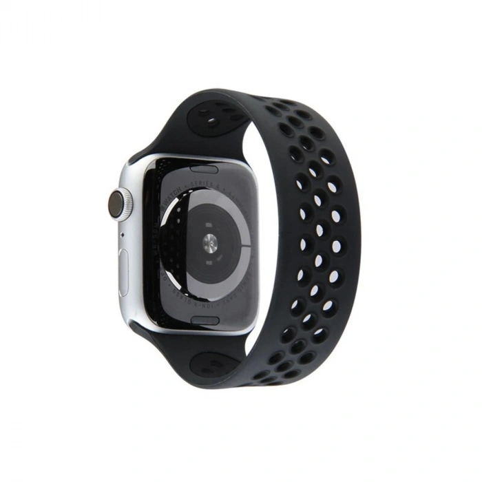 Durukar®   Watch 42mm Ayarlı Delikli Silikon Kordon - Siyah-Siyah
