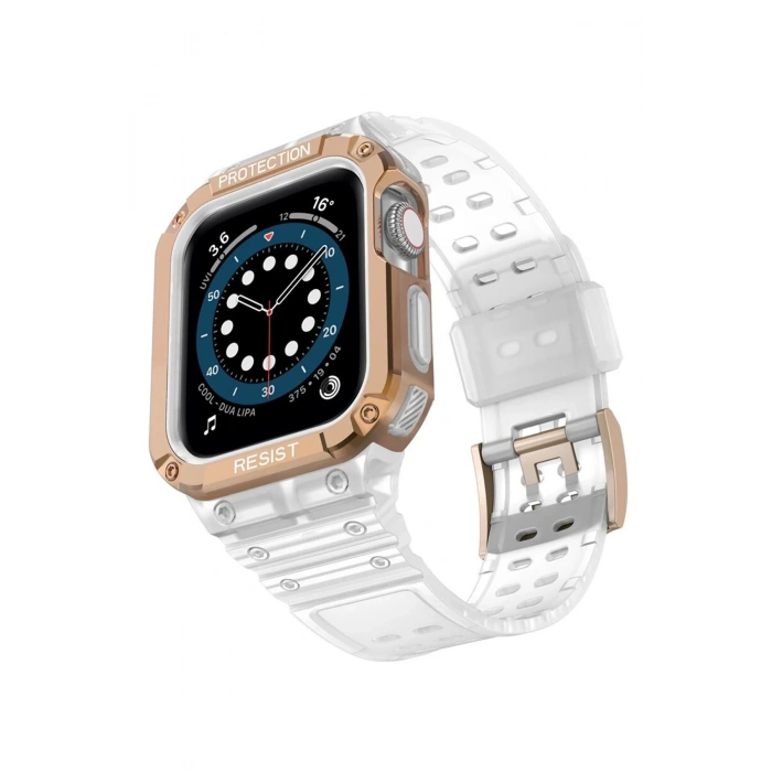 Durukar®   Watch 42mm KR401 Silikon Kordon - Beyaz-Rose