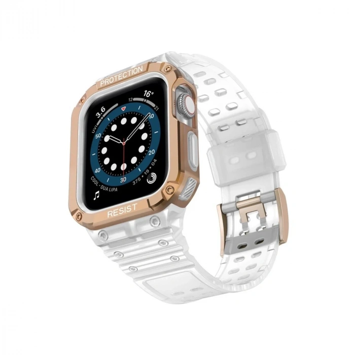 Durukar®   Watch 42mm KR401 Silikon Kordon - Beyaz-Rose