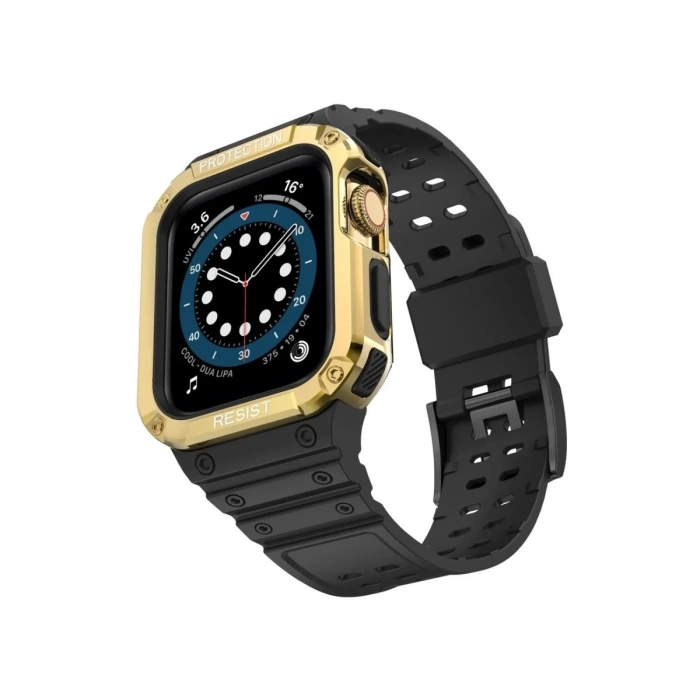 Durukar®   Watch 42mm KR401 Silikon Kordon - Siyah-Gold