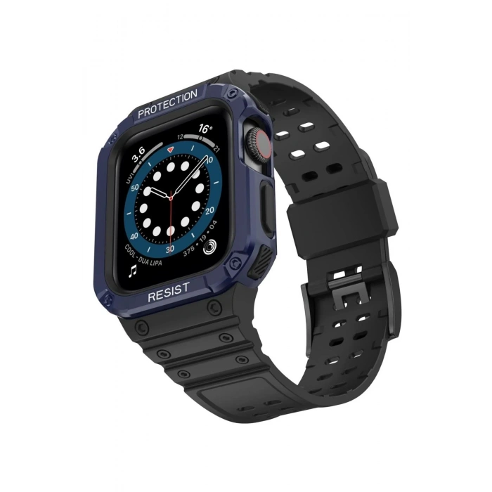 Durukar®   Watch 42mm KR401 Silikon Kordon - Siyah-Mavi