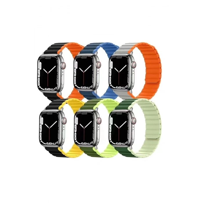 Durukar®   Watch 42mm MO-WB1 Çift Renk Mıknatıslı Silikon Kordon - Siyah-Sarı