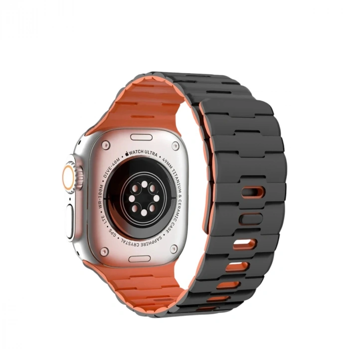 Durukar®   Watch Ultra 49mm Wowen Kordon - Siyah-Turuncu