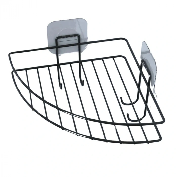 Durukar® Yapışkanlı Banyo Köşeliği Kancalı Köşe Rafı Duş Şampuanlık Duvar Düzenleyici Organizer Raf