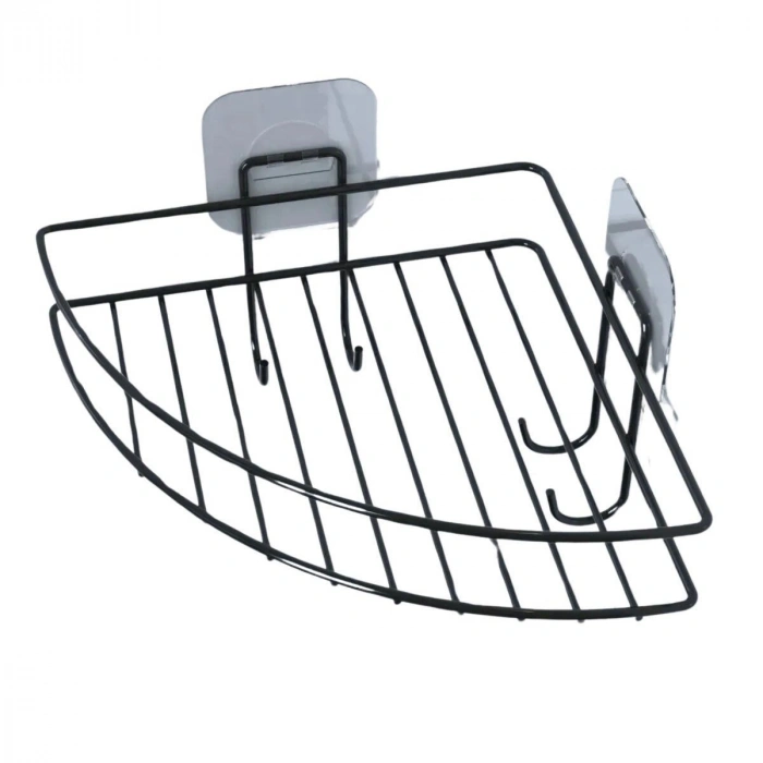 Durukar® Adhesive Bathroom Corner Shelf with Hooks, Shower Organizer, Wall Organizer Rack