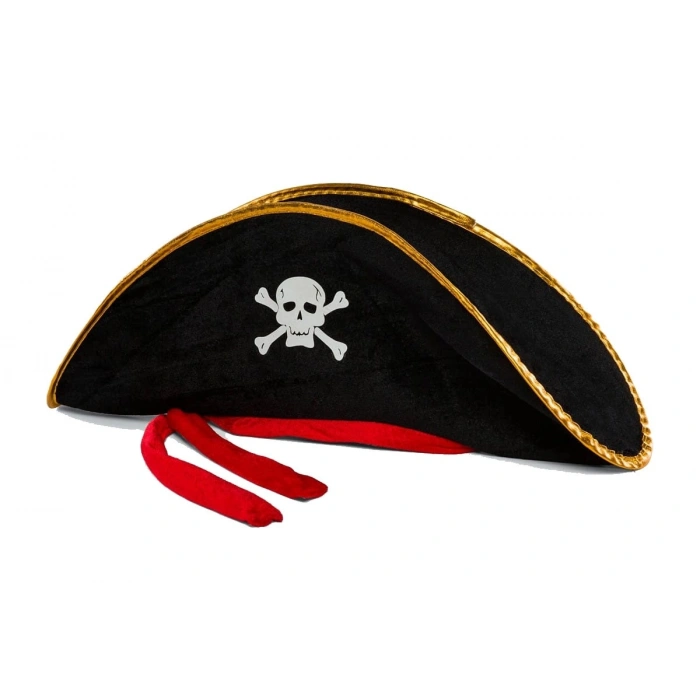 Durukar® Yetişkin Boy Kadife Jack Sparrow Denizci Kaptan Jack Korsan Şapkası 50X20 CM