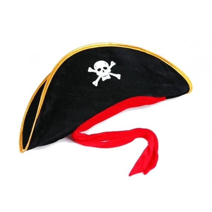 Durukar® Yetişkin Boy Kadife Jack Sparrow Denizci Kaptan Jack Korsan Şapkası 50X20 CM