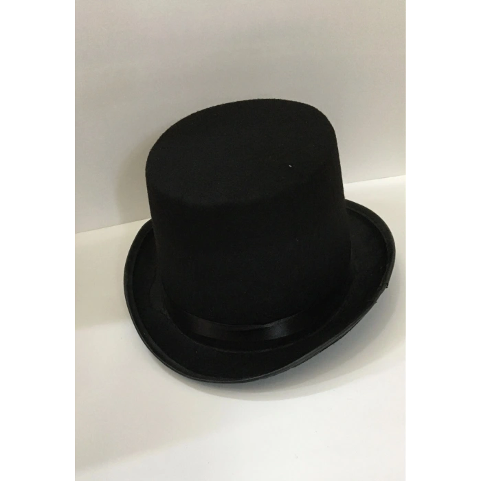 Durukar® Yetişkinler İçin Siyah Renk Ringmaster Sihirbaz Şapkası Fötr Şapka 15 cm