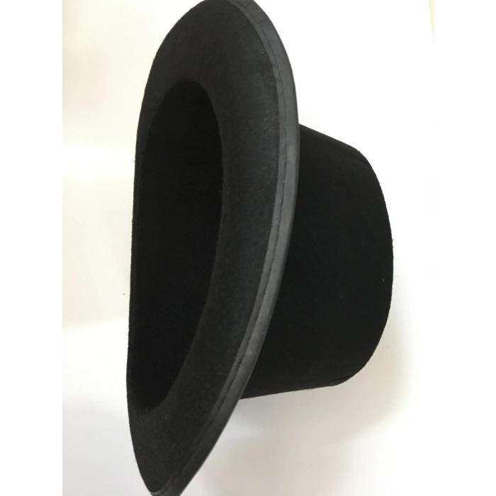 Durukar® Yetişkinler İçin Siyah Renk Ringmaster Sihirbaz Şapkası Fötr Şapka 15 cm