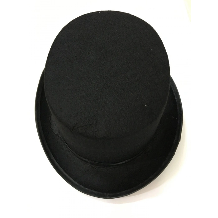 Durukar® Yetişkinler İçin Siyah Renk Ringmaster Sihirbaz Şapkası Fötr Şapka 15 cm