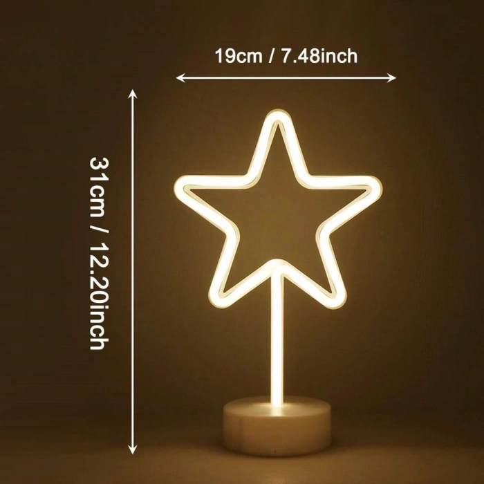 Durukar® Yıldız Tasarımlı Neon Led Masa Ve Gece Lambası Dekoratif Işık