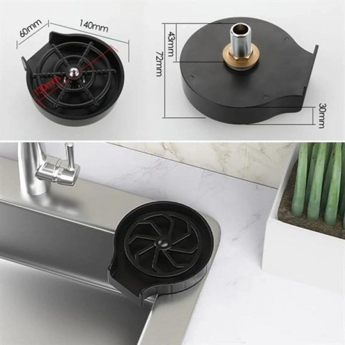 Durukar® High-Pressure Automatic Cup Washing Device Quick Cup Rinser for Kitchen Sinks