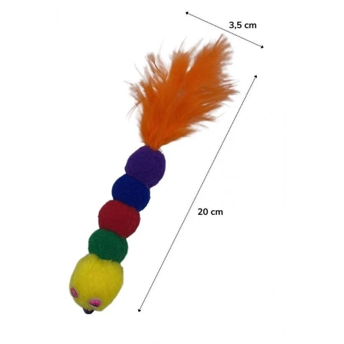 Durukar® Yumuşacık İpli Tırtıl Şeklinde Rengarenk Sevimli Evcil Hayvan Oyuncağı