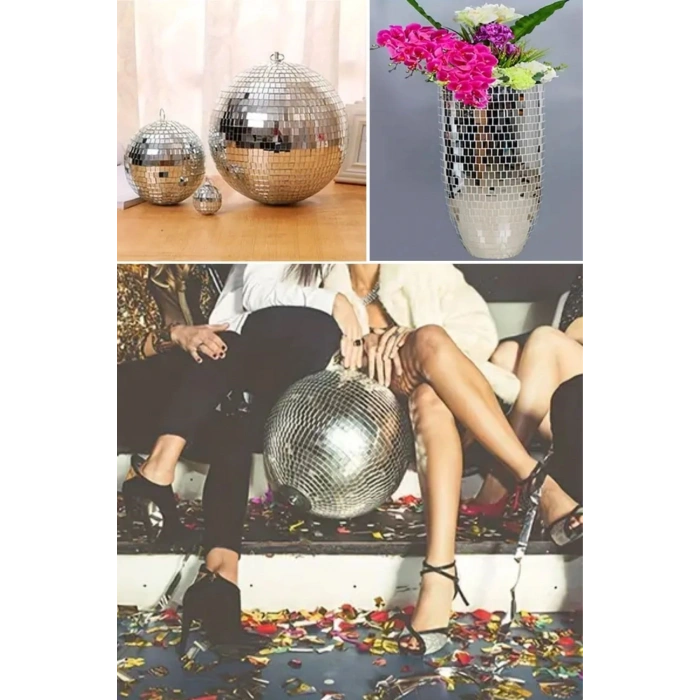 Durukar®1 Metre Uzunluğunda Gümüş Renk Aynalı Mozaik Taşlı Dekor Bandı 4 cm x 1 mt