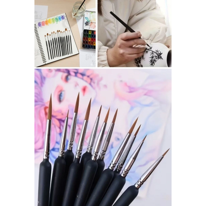 Durukar®10 Adet Hobi ve Araba Rötüş Fırça Seti – İnce Detay Boyama, Model Yapımı ve Araç Çizik Giderme İçin Çok Amaçlı Fırça Takımı