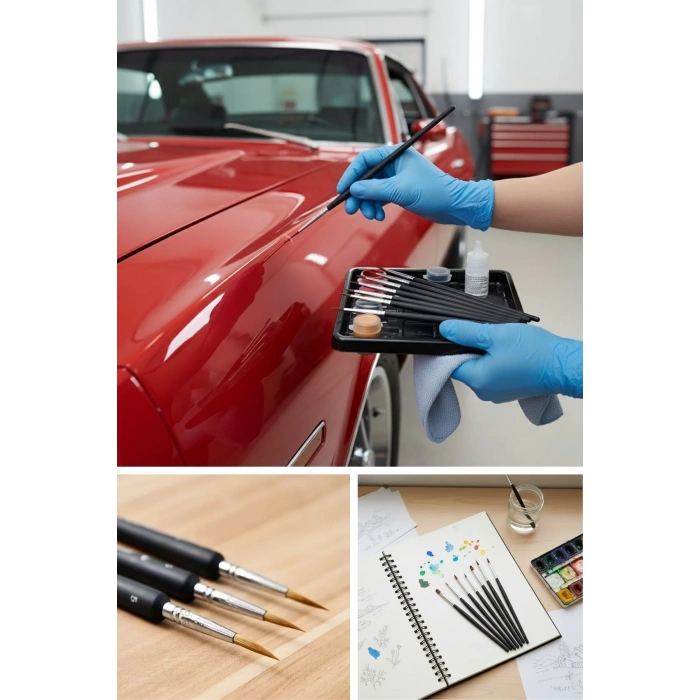 Durukar®10 Adet Hobi ve Araba Rötüş Fırça Seti – İnce Detay Boyama, Model Yapımı ve Araç Çizik Giderme İçin Çok Amaçlı Fırça Takımı