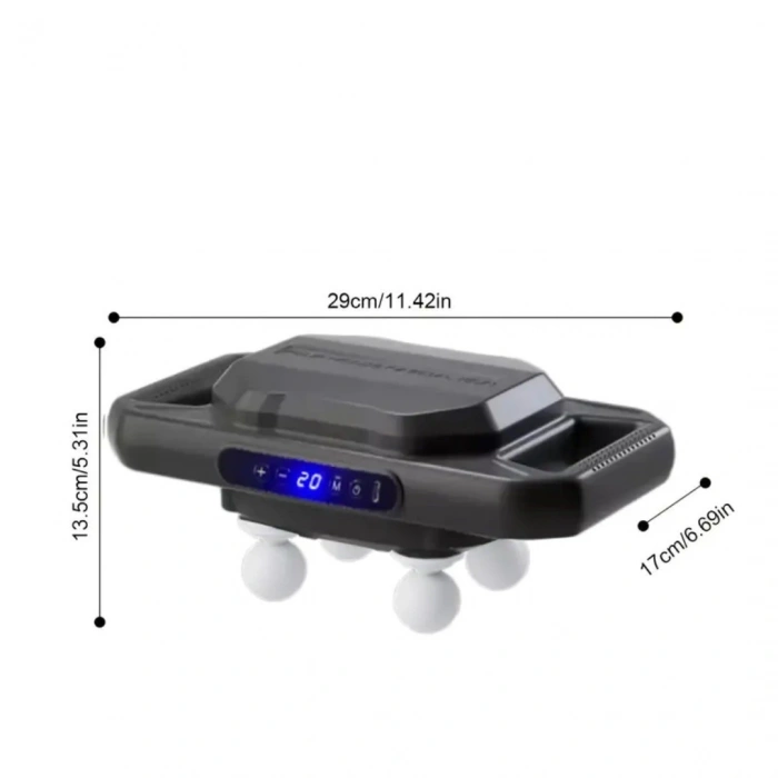 Durukar®4 Başlıklı Masaj Tabancası – 12W Derin Doku & Kas Ağrısı Giderici, 20 Seviye & 6 Mod - Siyah