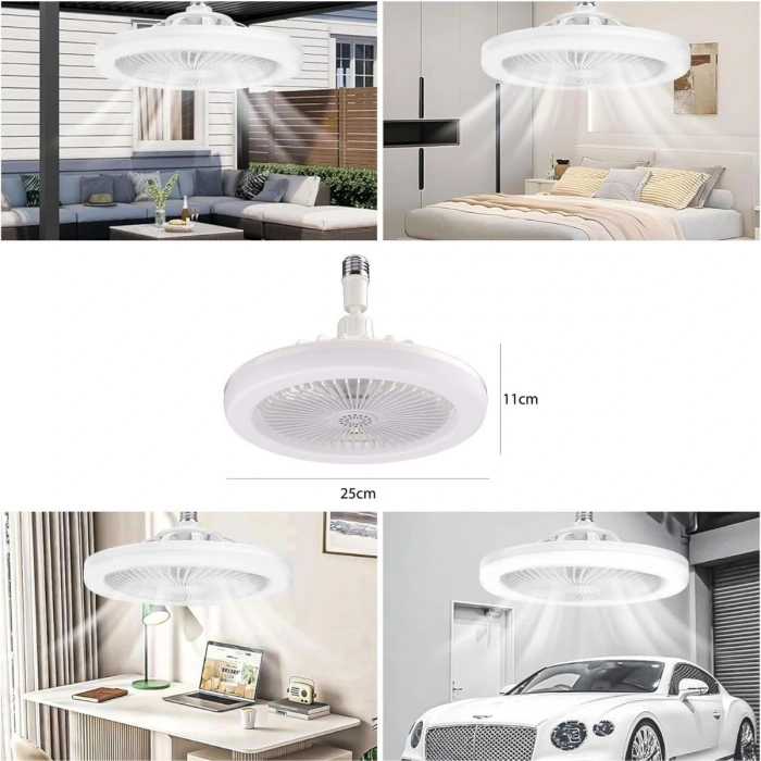 Durukar®E27 Duylu 3 Farklı Işık Modlu ve 3 Seviye Fan Güçlü Uzaktan Kumandalı, Sessiz Kullanımlı, Kolay Kurulumlu,Led Işıklı Tavan Pervane Vantilatörü