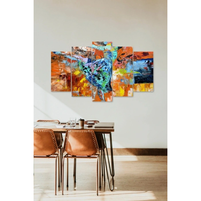 Düşündüren Kadın Dans 5 Parçalı Mdf Tablo 60 x 100