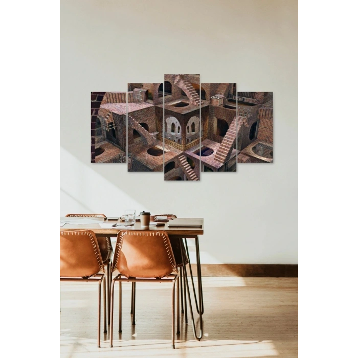 Düşündüren Manzara 5 Parçalı Mdf Tablo 60 x 100