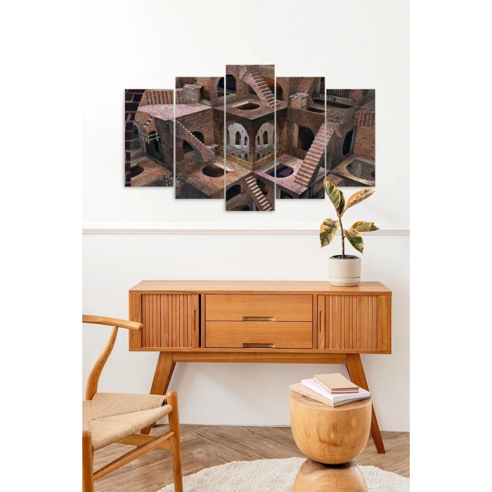 Düşündüren Manzara 5 Parçalı Mdf Tablo 60 x 100