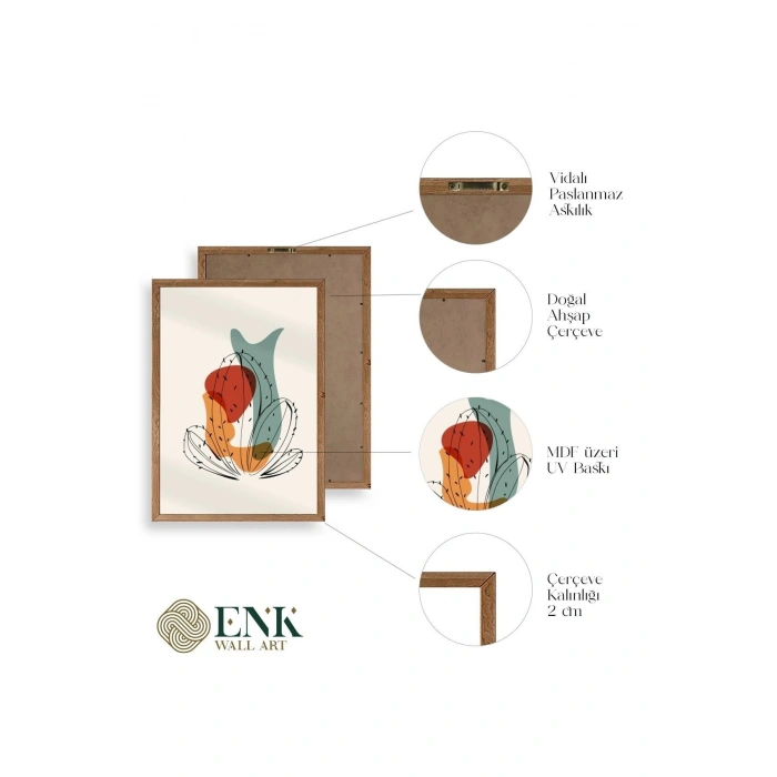 Düşündüren Şekiller Üçlü Ahşap Çerçeveli Tablo 17 x 23