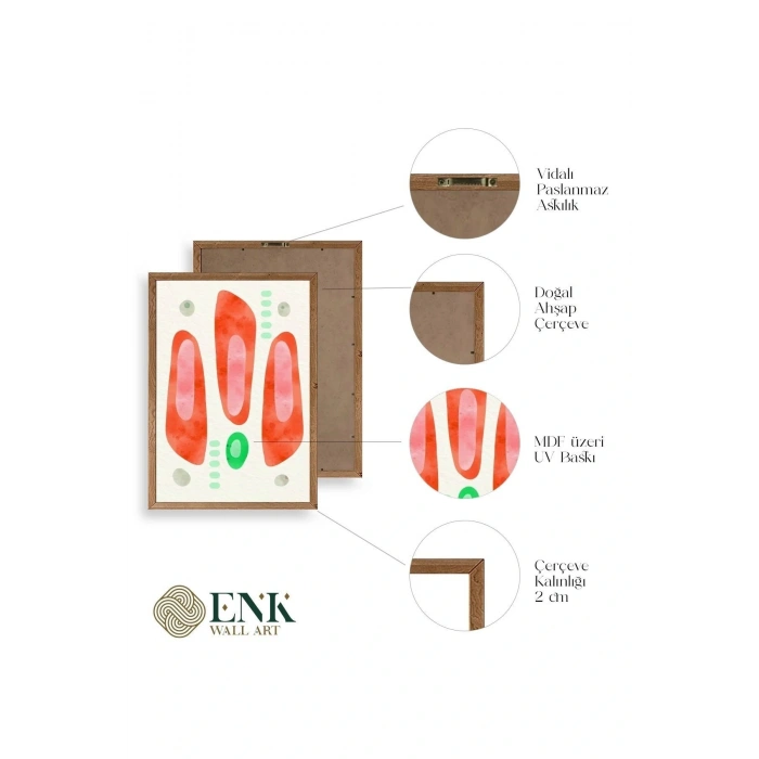 Düşündüren Şekiller Üçlü Ahşap Çerçeveli Tablo 17 x 23