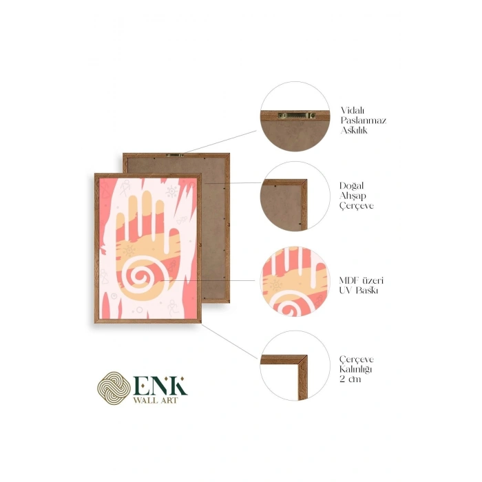 Düşündüren Şekiller Üçlü Ahşap Çerçeveli Tablo 30 x 42