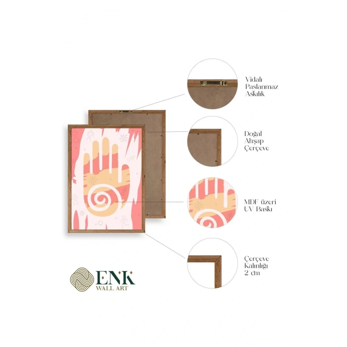 Düşündüren Şekiller Üçlü Ahşap Çerçeveli Tablo 50 x 70