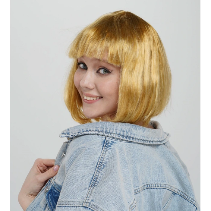 Straight Cut Bob Party Wig Gold Color