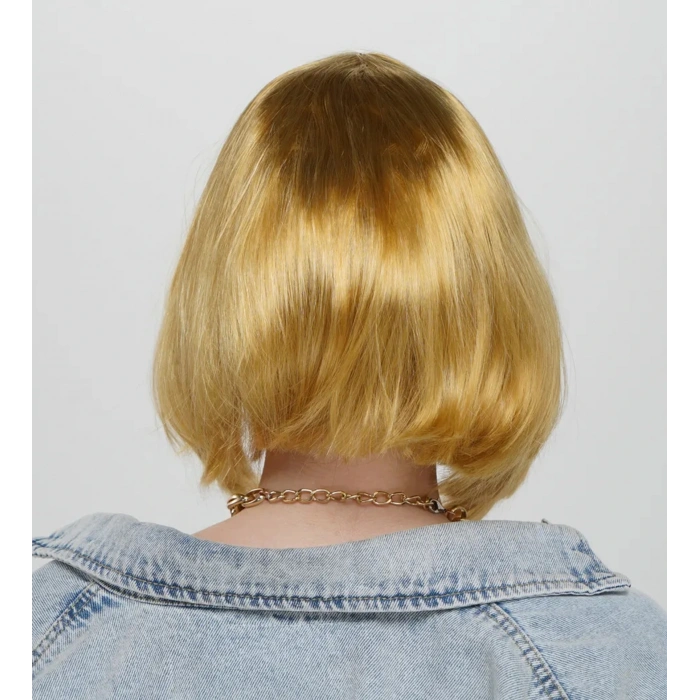 Straight Cut Bob Party Wig Gold Color