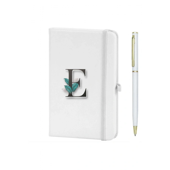 E Harfi Çiçek Baskılı Defter