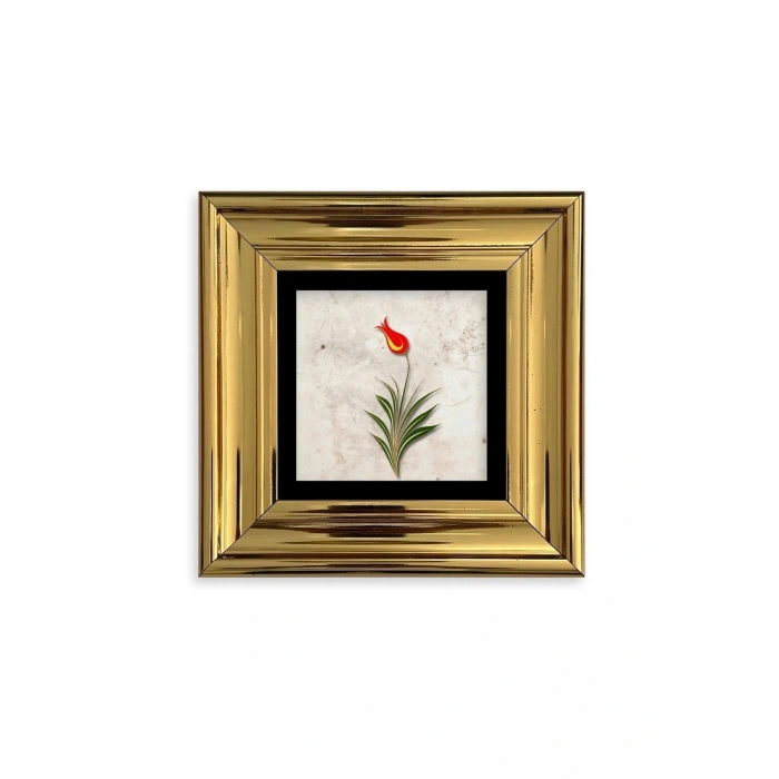 Ebru Lale Çerçeveli Taş Tablo 20 cm